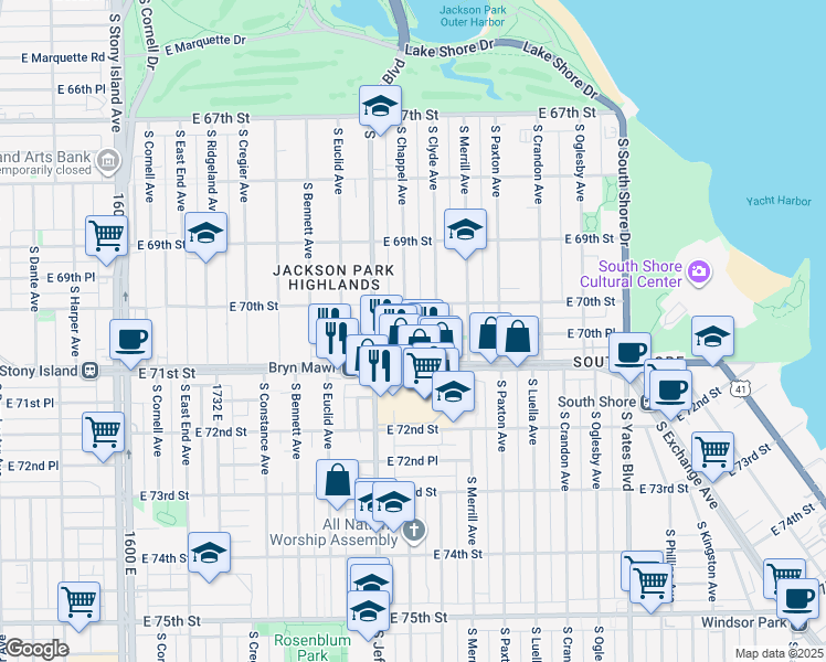 map of restaurants, bars, coffee shops, grocery stores, and more near in Chicago