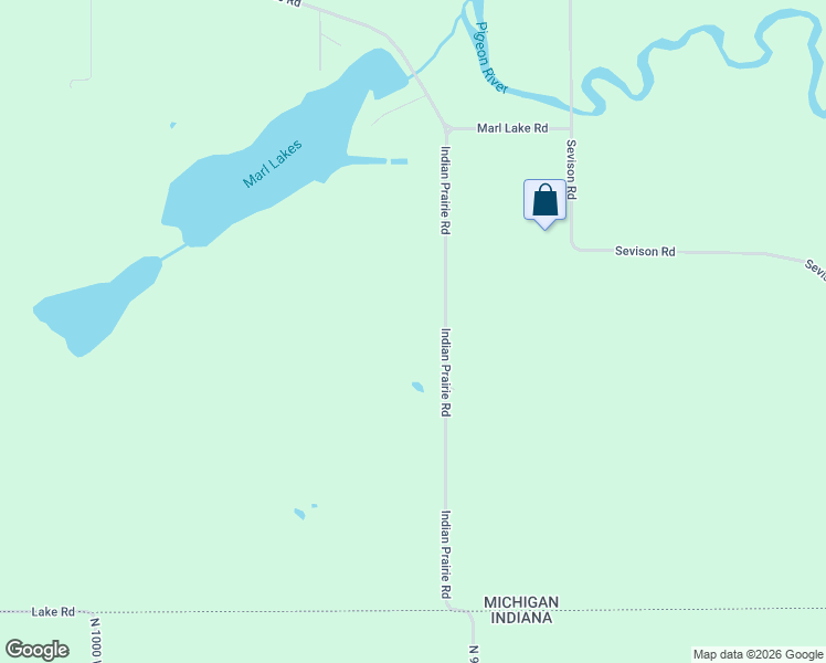 map of restaurants, bars, coffee shops, grocery stores, and more near 17930 Indian Prairie Road in White Pigeon
