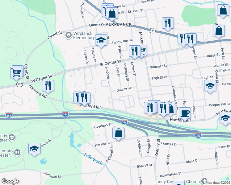 map of restaurants, bars, coffee shops, grocery stores, and more near 66 Dudley Street in Manchester