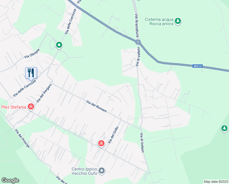 map of restaurants, bars, coffee shops, grocery stores, and more near 11 Via dei Ciliegi in Rocca Priora