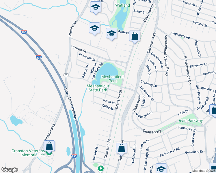 map of restaurants, bars, coffee shops, grocery stores, and more near 59 North Street in Cranston