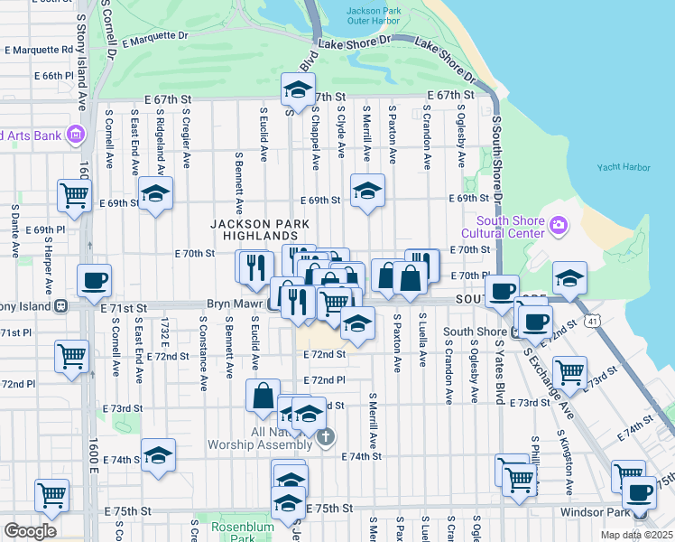 map of restaurants, bars, coffee shops, grocery stores, and more near in Chicago
