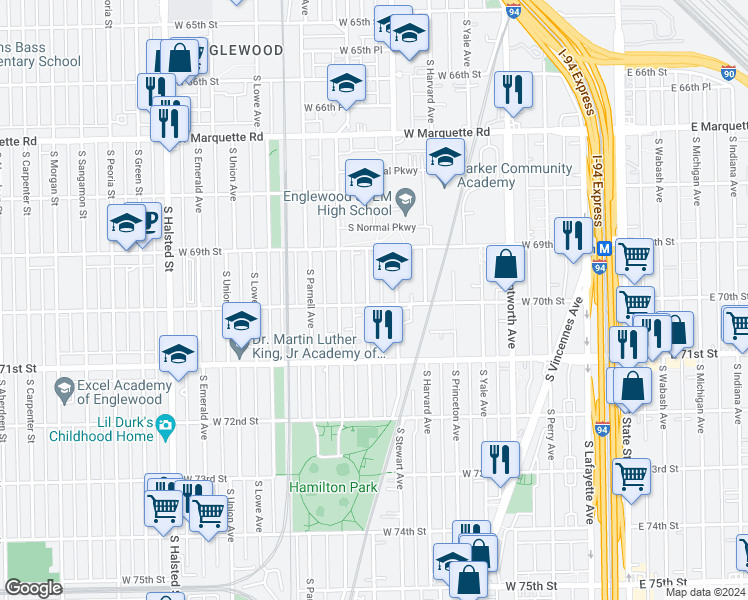 map of restaurants, bars, coffee shops, grocery stores, and more near in Chicago