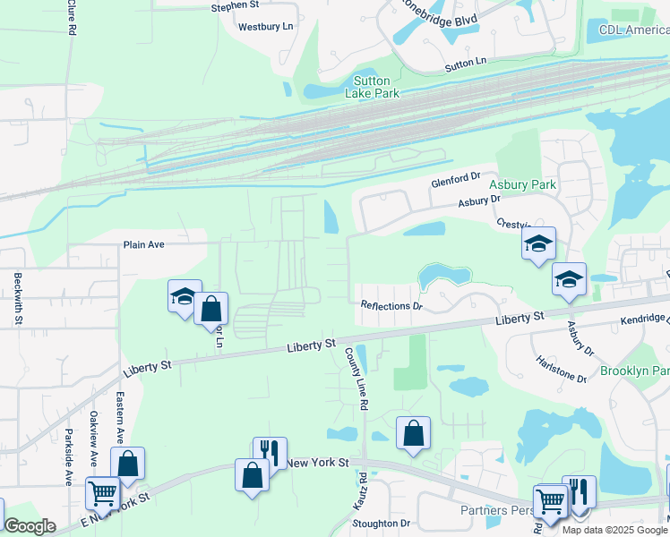 map of restaurants, bars, coffee shops, grocery stores, and more near 820 County Line Road in Aurora