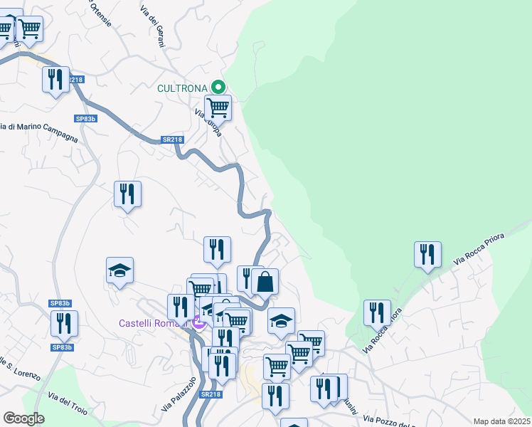 map of restaurants, bars, coffee shops, grocery stores, and more near in Rocca di Papa
