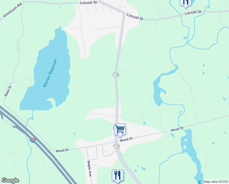 map of restaurants, bars, coffee shops, grocery stores, and more near 188 Massachusetts 118 in Swansea