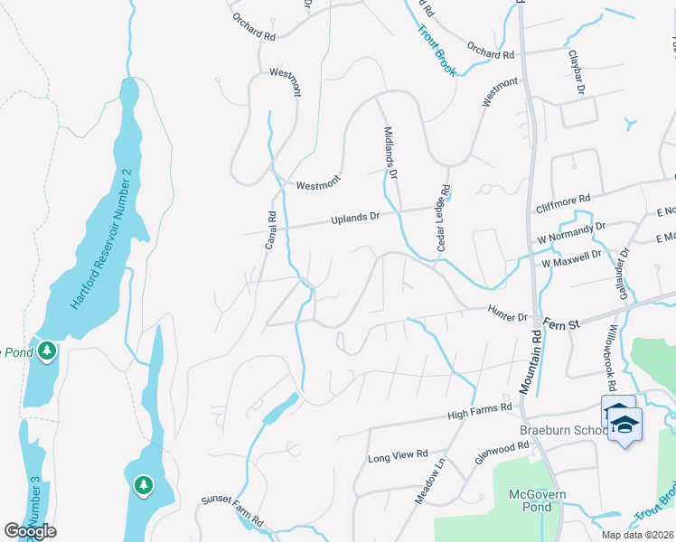 map of restaurants, bars, coffee shops, grocery stores, and more near 14 Deepwood Lane in West Hartford