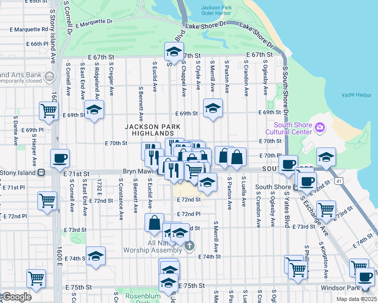 map of restaurants, bars, coffee shops, grocery stores, and more near in Chicago