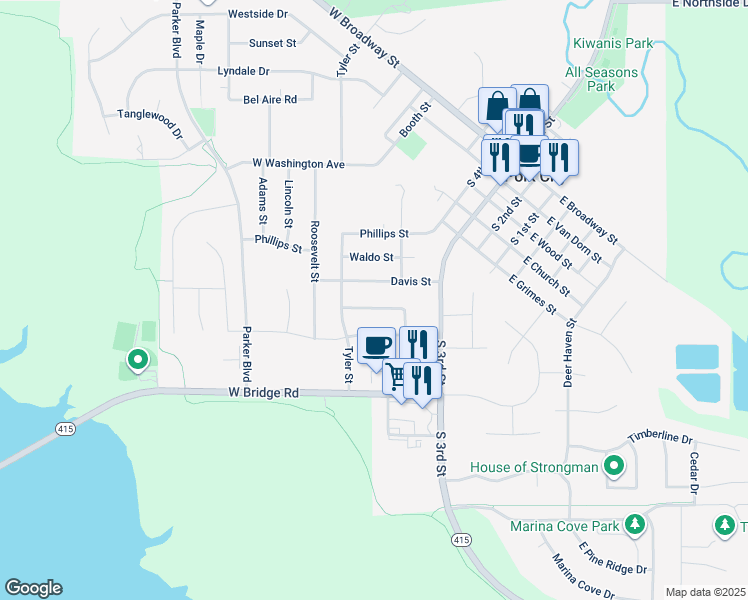 map of restaurants, bars, coffee shops, grocery stores, and more near 808 Edgewater Dr in Polk City