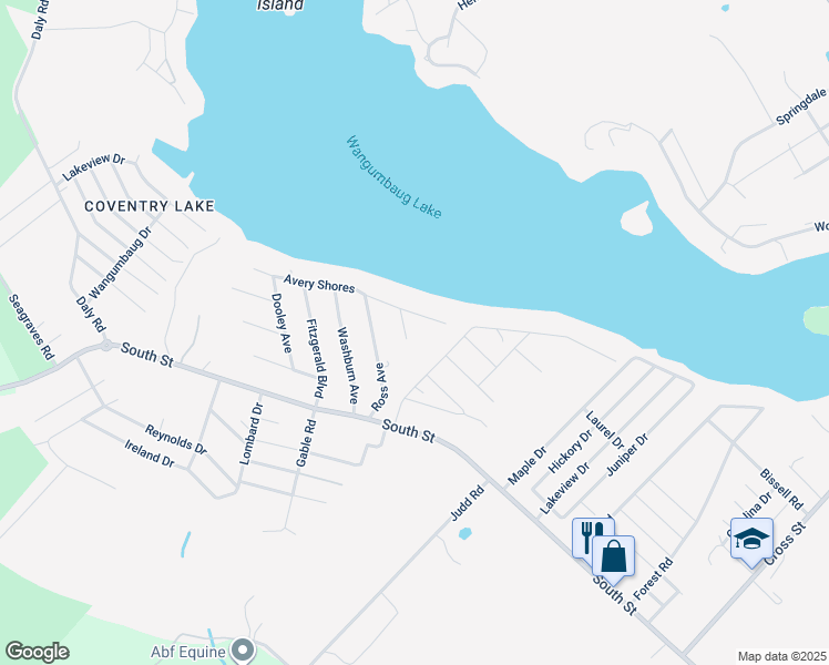 map of restaurants, bars, coffee shops, grocery stores, and more near 92 Ross Avenue in Coventry