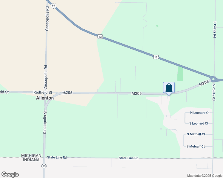 map of restaurants, bars, coffee shops, grocery stores, and more near 20506 Old 205 in Edwardsburg
