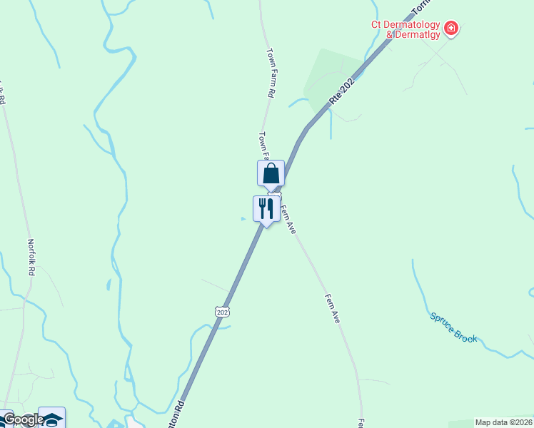 map of restaurants, bars, coffee shops, grocery stores, and more near 387 Torrington Road in Litchfield