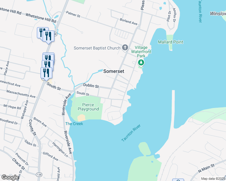 map of restaurants, bars, coffee shops, grocery stores, and more near 70 High Street in Somerset