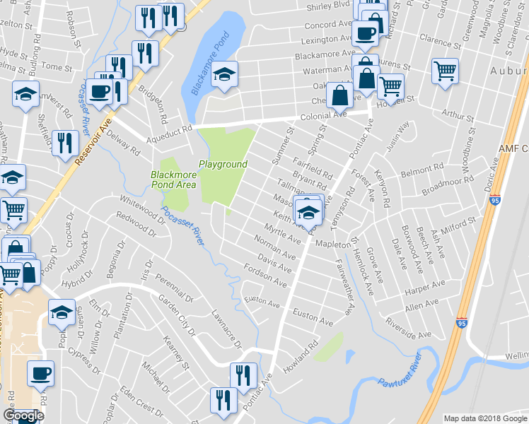 map of restaurants, bars, coffee shops, grocery stores, and more near 78 Keith Avenue in Cranston