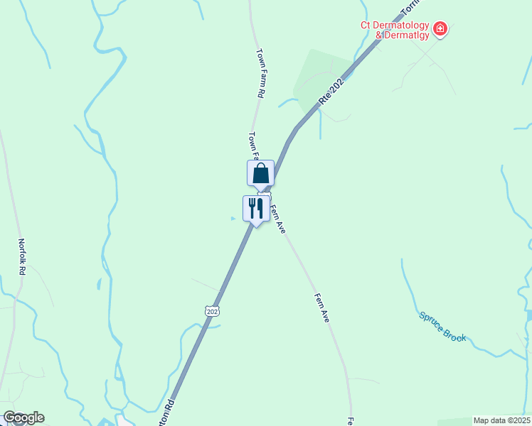 map of restaurants, bars, coffee shops, grocery stores, and more near 387 Torrington Road in Litchfield