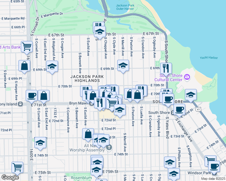 map of restaurants, bars, coffee shops, grocery stores, and more near in Chicago