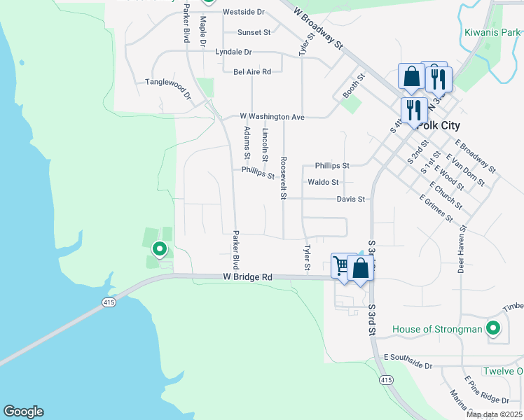 map of restaurants, bars, coffee shops, grocery stores, and more near 825 Parker Boulevard in Polk City