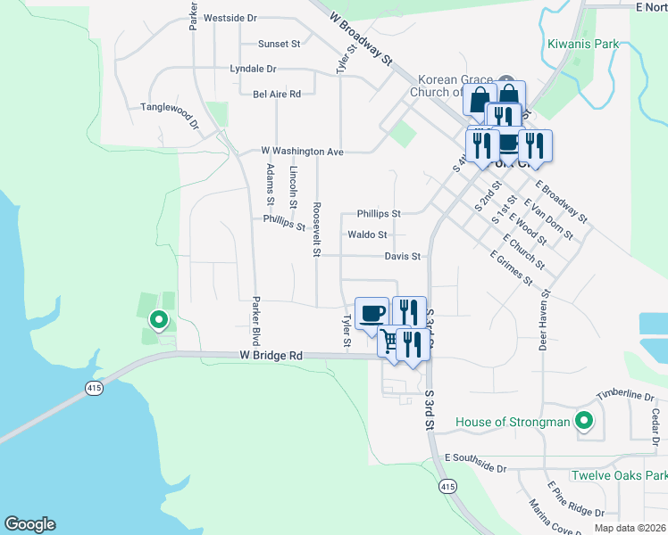 map of restaurants, bars, coffee shops, grocery stores, and more near 910 Tyler Street in Polk City