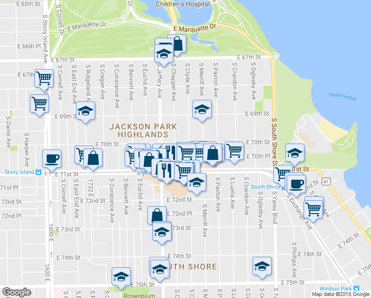 map of restaurants, bars, coffee shops, grocery stores, and more near in Chicago