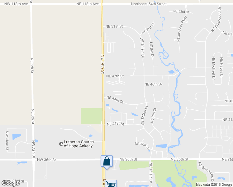 map of restaurants, bars, coffee shops, grocery stores, and more near 224 NE Chalet Ln in Ankeny