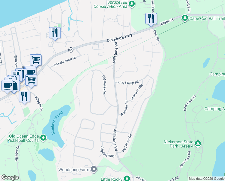 map of restaurants, bars, coffee shops, grocery stores, and more near 213 Millstone Road in Brewster