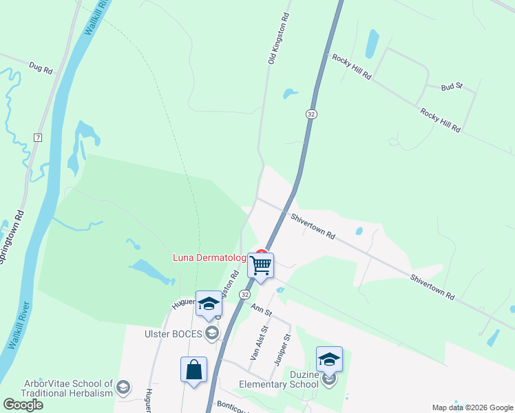 map of restaurants, bars, coffee shops, grocery stores, and more near 226-228 Old Kingston Road in New Paltz