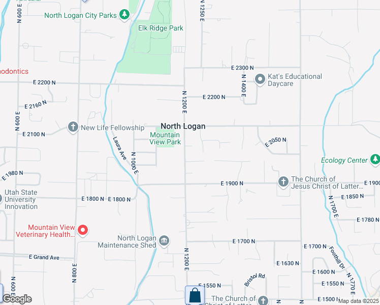 map of restaurants, bars, coffee shops, grocery stores, and more near 1984 North 1200 East in North Logan