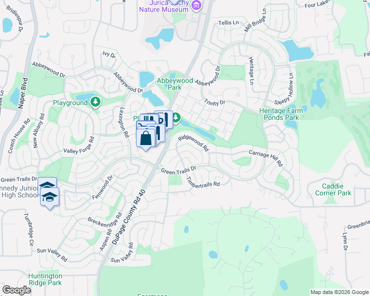 map of restaurants, bars, coffee shops, grocery stores, and more near 2386 Pepper Tree Court in Lisle