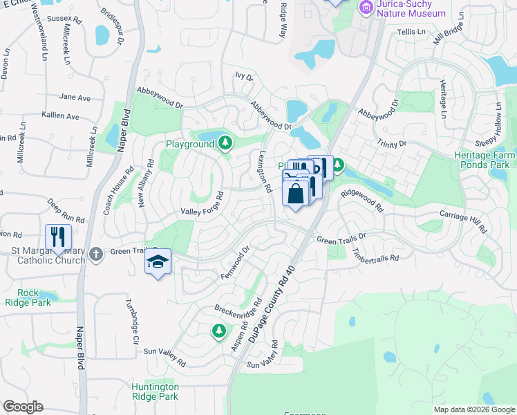 map of restaurants, bars, coffee shops, grocery stores, and more near 2672 Bloomfield Drive in Lisle