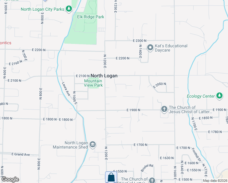 map of restaurants, bars, coffee shops, grocery stores, and more near 1984 North 1200 East in North Logan