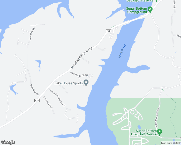 map of restaurants, bars, coffee shops, grocery stores, and more near 3756 Rice Ridge Circle Northeast in North Liberty