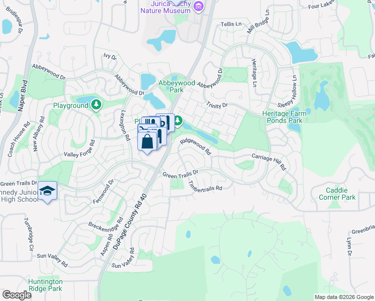 map of restaurants, bars, coffee shops, grocery stores, and more near 2386 Pepper Tree Court in Lisle