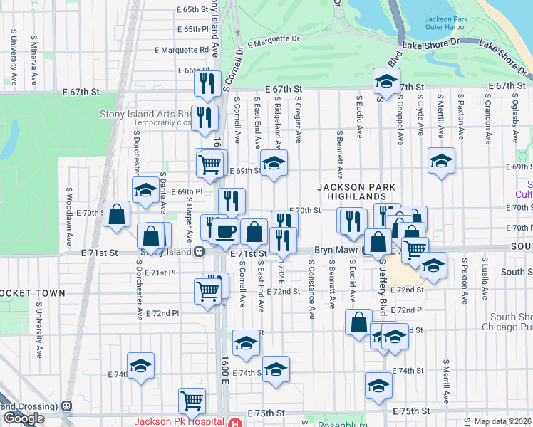 map of restaurants, bars, coffee shops, grocery stores, and more near in Chicago