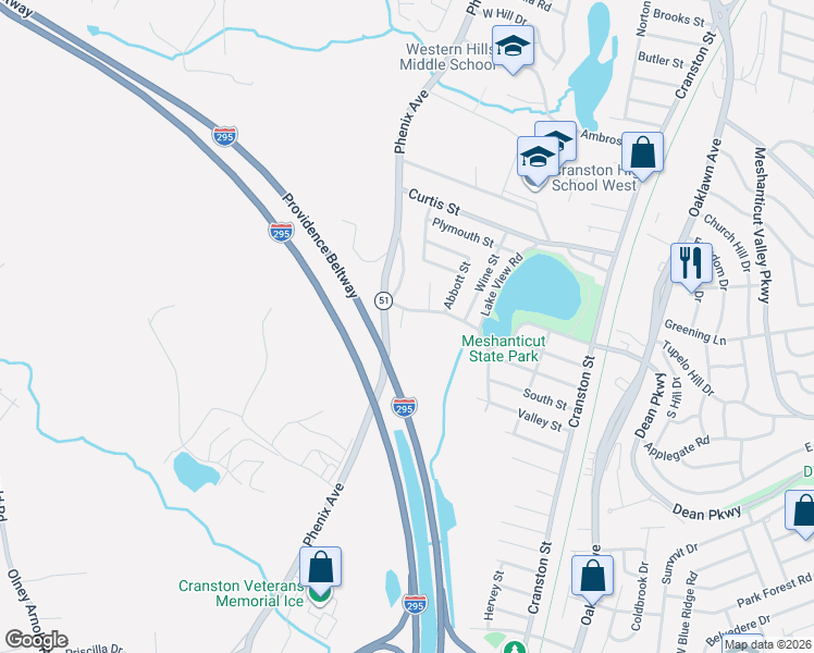 map of restaurants, bars, coffee shops, grocery stores, and more near 654 Phenix Avenue in Cranston