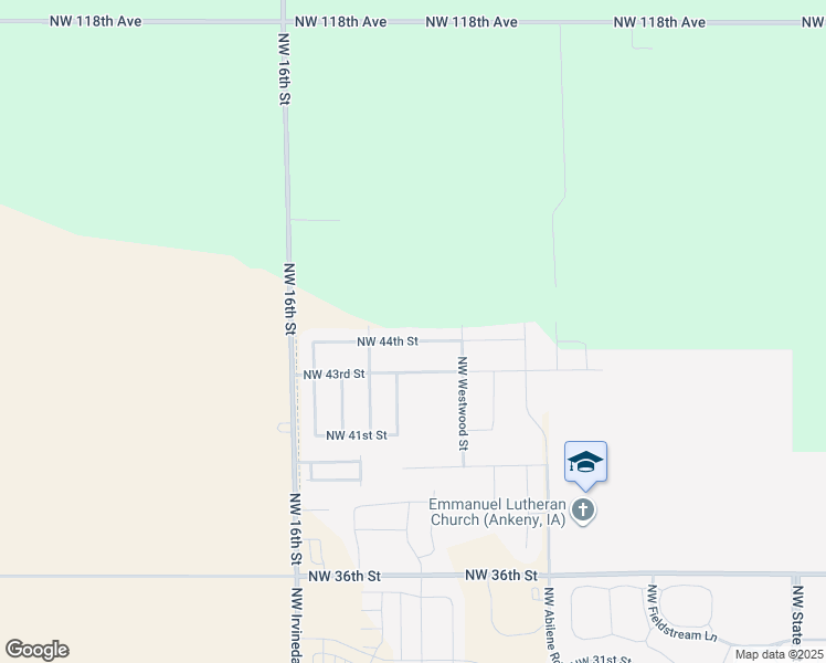 map of restaurants, bars, coffee shops, grocery stores, and more near 2609 Northwest 44th Street in Ankeny