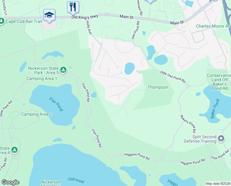 map of restaurants, bars, coffee shops, grocery stores, and more near 16 Cedar Lane in Brewster