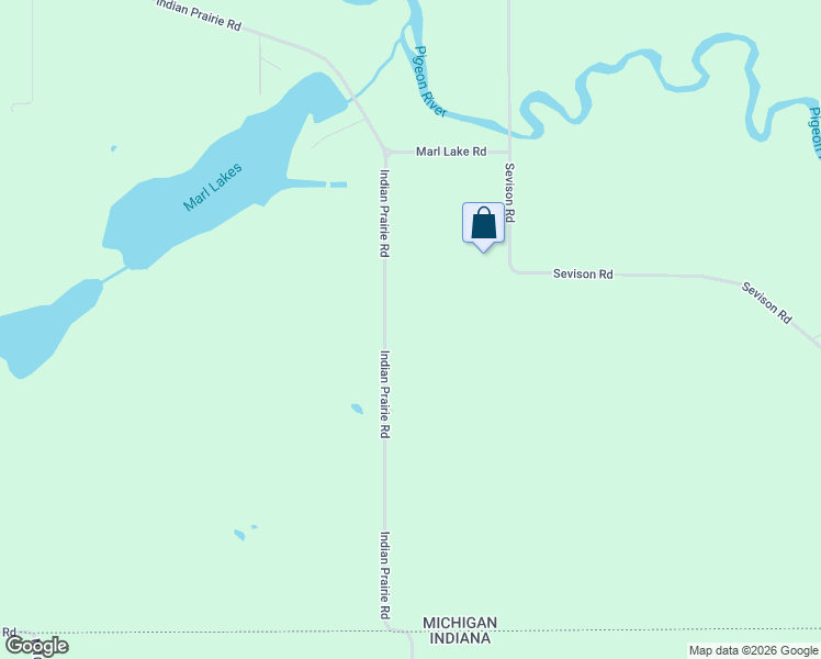map of restaurants, bars, coffee shops, grocery stores, and more near 17930 Indian Prairie Road in White Pigeon