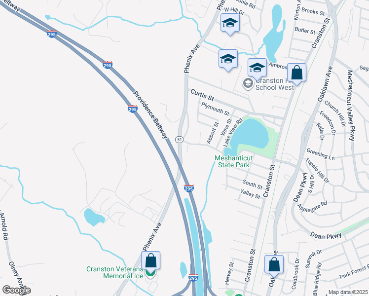 map of restaurants, bars, coffee shops, grocery stores, and more near 654 Phenix Avenue in Cranston