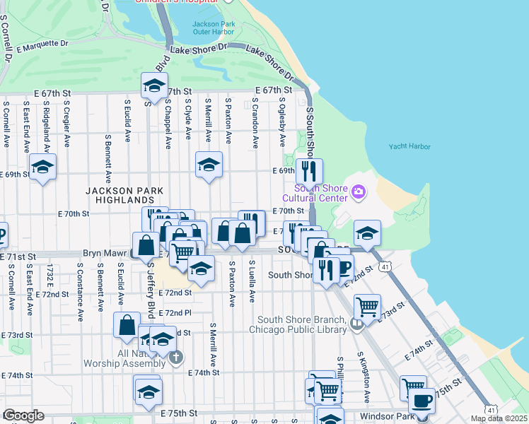 map of restaurants, bars, coffee shops, grocery stores, and more near in Chicago
