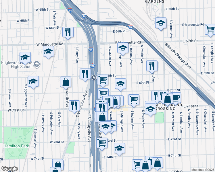 map of restaurants, bars, coffee shops, grocery stores, and more near in Chicago