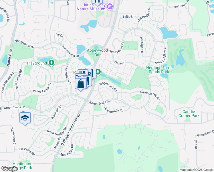 map of restaurants, bars, coffee shops, grocery stores, and more near 2386 Pepper Tree Court in Lisle