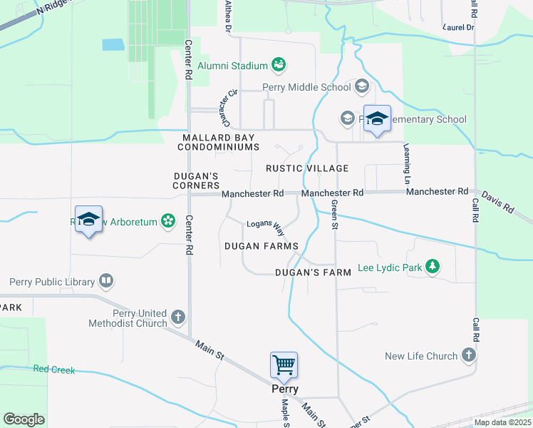 map of restaurants, bars, coffee shops, grocery stores, and more near 4041 Logans Way in Perry