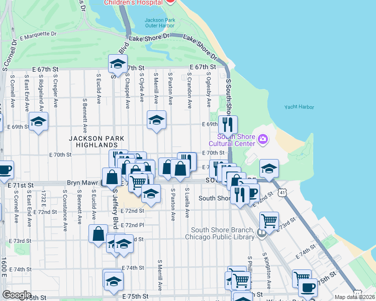 map of restaurants, bars, coffee shops, grocery stores, and more near in Chicago