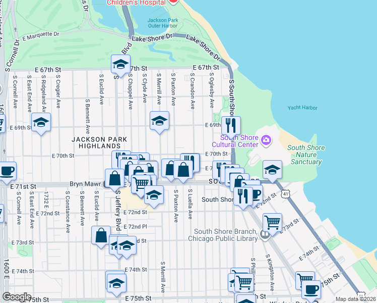 map of restaurants, bars, coffee shops, grocery stores, and more near in Chicago