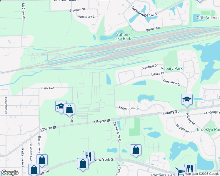 map of restaurants, bars, coffee shops, grocery stores, and more near 820 County Line Road in Aurora