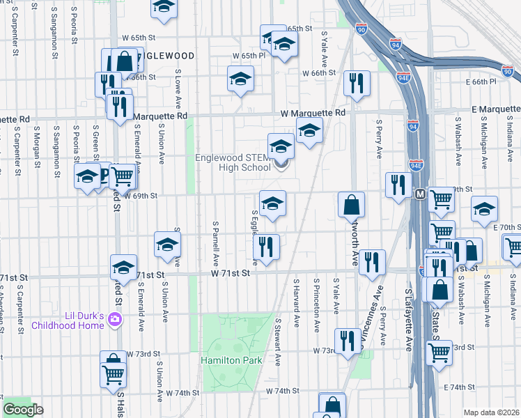 map of restaurants, bars, coffee shops, grocery stores, and more near in Chicago