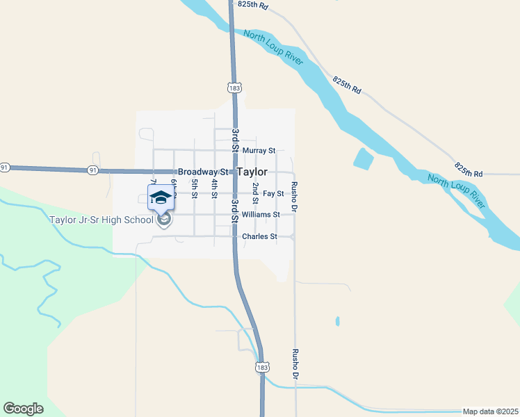 map of restaurants, bars, coffee shops, grocery stores, and more near 108 Fay Street in Taylor