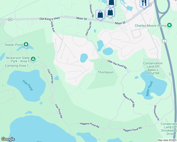map of restaurants, bars, coffee shops, grocery stores, and more near 9 Poplar Lane in Brewster