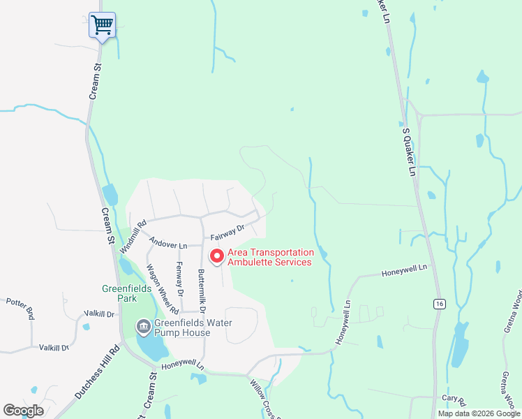 map of restaurants, bars, coffee shops, grocery stores, and more near 13 Litchfield Drive in Poughkeepsie