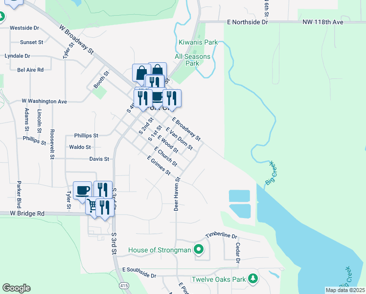 map of restaurants, bars, coffee shops, grocery stores, and more near 310 East Van Dorn Street in Polk City